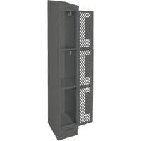 Clean Line Lockers, 3 -tier, 12" x 18" x 82", Steel, Charcoal, Rivet (Assembled), Perforated Absolute Business Supply