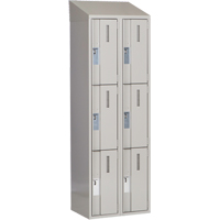 Concorde Heavy-Duty Lockers, 3 -tier, Bank of 2, 24" x 18" x 78", Steel, Grey, Welded (Assembled) Absolute Business Supply
