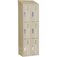 Concorde Heavy-Duty Lockers, 3 -tier, Bank of 2, 24" x 18" x 78", Steel, Beige, Welded (Assembled) Absolute Business Supply