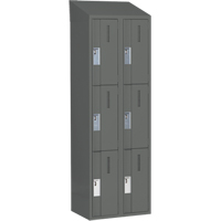 Concorde Heavy-Duty Lockers, 3 -tier, Bank of 2, 24" x 18" x 78", Steel, Charcoal, Welded (Assembled) Absolute Business Supply