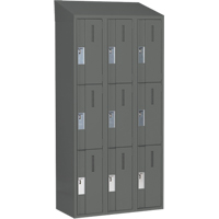 Concorde Heavy-Duty Lockers, 3 -tier, Bank of 3, 36" x 18" x 78", Steel, Charcoal, Welded (Assembled) Absolute Business Supply