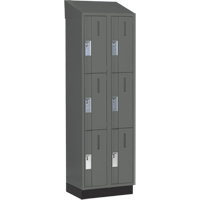 Concorde Heavy-Duty Lockers, 3 -tier, Bank of 2, 24" x 18" x 82", Steel, Charcoal, Welded (Assembled) Absolute Business Supply