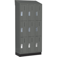 Concorde Heavy-Duty Lockers, 3 -tier, Bank of 3, 36" x 18" x 82", Steel, Charcoal, Welded (Assembled) Absolute Business Supply