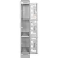 Clean Line Lockers, 3 -tier, 12" x 12" x 72", Steel, Grey, Rivet (Assembled), Perforated Absolute Business Supply