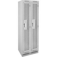 Clean Line Lockers, Bank of 2, 24" x 12" x 76", Steel, Grey, Rivet (Assembled), Perforated Absolute Business Supply