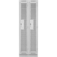 Clean Line Lockers, Bank of 2, 24" x 12" x 76", Steel, Grey, Rivet (Assembled), Perforated Absolute Business Supply
