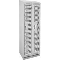 Clean Line Lockers, Bank of 2, 24" x 18" x 82", Steel, Grey, Rivet (Assembled), Perforated Absolute Business Supply