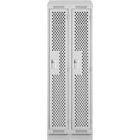 Clean Line Lockers, Bank of 2, 24" x 18" x 82", Steel, Grey, Rivet (Assembled), Perforated Absolute Business Supply