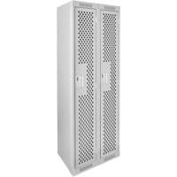 Clean Line Lockers, 2 -tier, 12" x 12" x 72", Steel, Grey, Rivet (Assembled), Perforated Absolute Business Supply