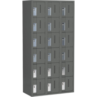 Concorde Heavy-Duty Lockers, 6 -tier, Bank of 3, 36" x 18" x 72", Steel, Charcoal, Welded (Assembled) Absolute Business Supply