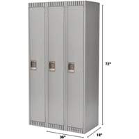 Lockers, Bank of 3, 36" x 18" x 72", Steel, Grey, Knocked Down Absolute Business Supply