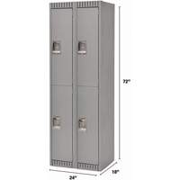 Casiers, 2 niveaux, Bloc de 2, 24" x 18" x 72", Acier, Gris, D&eacute;mont&eacute; Absolute Business Supply