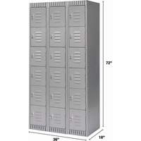 Lockers, 6 -tier, Bank of 3, 36" x 18" x 72", Steel, Grey, Knocked Down Absolute Business Supply