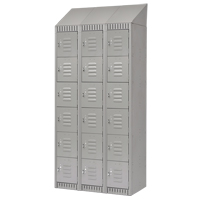 Lockers, 6 -tier, Bank of 3, 36" x 18" x 82", Steel, Grey, Knocked Down Absolute Business Supply