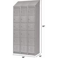 Lockers, 6 -tier, Bank of 3, 36" x 18" x 82", Steel, Grey, Knocked Down Absolute Business Supply