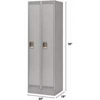 Lockers, Bank of 2, 24" x 18" x 76", Steel, Grey, Knocked Down Absolute Business Supply