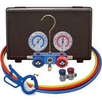 Jeu de manom&egrave;tres collecteurs pour automobile avec coupleurs manuels et robinet perce-canette lat&eacute;rale 3-in-1 Absolute Business Supply