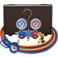 Jeu de manom&egrave;tres collecteurs pour automobile avec coupleurs et robinet perce-canette lat&eacute;rale 3 en 1 Absolute Business Supply
