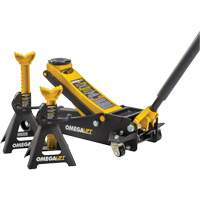 Magic Lift Service Jack & Jack Stands Combo Set, 3 Ton(s)/2.5 Ton(s) Capacity, 3-7/20" Lowered, 19-3/10" Raised, Manual Hydraulic Absolute Business Supply