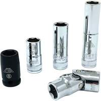 Chrome Finish Socket Set with Rail, 5 Pieces, 1/4" Drive Size Absolute Business Supply