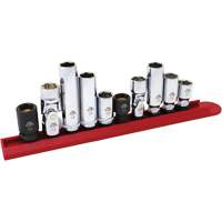 Chrome Finish Socket Set with Rail, 10 Pieces, 1/4"/3/8" Drive Size Absolute Business Supply