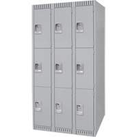Casiers, 3 niveaux, Bloc de 3, 36" x 18" x 72", Acier, Gris, D&eacute;mont&eacute; Absolute Business Supply