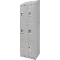 Lockers, 3 -tier, Bank of 2, 24" x 18" x 82", Steel, Grey, Knocked Down Absolute Business Supply
