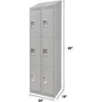 Lockers, 3 -tier, Bank of 2, 24" x 18" x 82", Steel, Grey, Knocked Down Absolute Business Supply