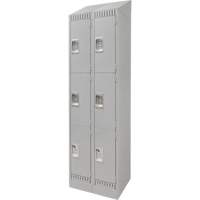 Lockers, 3 -tier, Bank of 2, 24" x 18" x 86", Steel, Grey, Knocked Down Absolute Business Supply