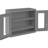 Armoire de rangement murale avec portes transparentes, 26-15/16" h x 29-7/8" la x 13-11/16" p, 2 tablettes, Acier, Gris Absolute Business Supply