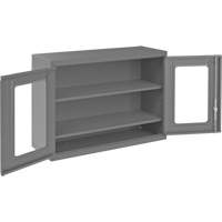 Armoire de rangement murale avec portes transparentes, 26-15/16" h x 35-7/8" la x 13-11/16" p, 2 tablettes, Acier, Gris Absolute Business Supply