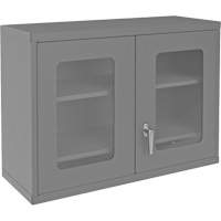 Armoire de rangement murale avec portes transparentes, 26-15/16" h x 35-7/8" la x 13-11/16" p, 2 tablettes, Acier, Gris Absolute Business Supply