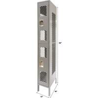 Casiers ventil&eacute;s, 2 niveaux, 12" x 18" x 78", Acier, Gris, D&eacute;mont&eacute;, Perfor&eacute; Absolute Business Supply