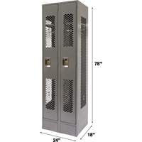 Vented Lockers, Bank of 2, 24" x 18" x 78", Steel, Grey, Knocked Down, Perforated Absolute Business Supply