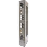 Vented Lockers, 2 -tier, 12" x 18" x 78", Steel, Grey, Knocked Down, Perforated Absolute Business Supply