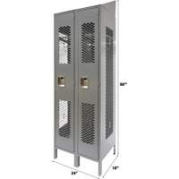 Vented Lockers, Bank of 2, 24" x 18" x 88", Steel, Grey, Knocked Down, Perforated Absolute Business Supply