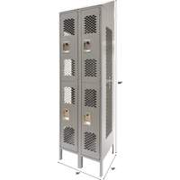 Vented Lockers, 2 -tier, Bank of 2, 24" x 18" x 88", Steel, Grey, Knocked Down, Perforated Absolute Business Supply