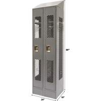 Vented Lockers, Bank of 2, 24" x 18" x 88", Steel, Grey, Knocked Down, Perforated Absolute Business Supply