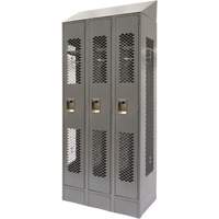 Vented Lockers, Bank of 3, 36" x 18" x 88", Steel, Grey, Knocked Down, Perforated Absolute Business Supply
