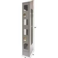 Vented Lockers, 2 -tier, 12" x 18" x 88", Steel, Grey, Knocked Down, Perforated Absolute Business Supply
