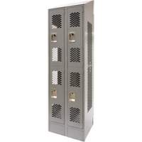 Vented Lockers, 2 -tier, Bank of 2, 24" x 18" x 88", Steel, Grey, Knocked Down, Perforated Absolute Business Supply