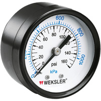Dry Pressure Gauge, 1-1/2" , 0 - 160 psi, Back Mount, Analogue Absolute Business Supply