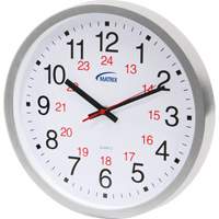 Horloge 12/24 h, Analogique, &agrave; piles, 12", Argent Absolute Business Supply