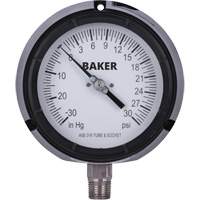 Pressure Gauge, 4-1/2" , 30"-0-30 psi, Bottom Mount, Liquid Filled Analogue Absolute Business Supply