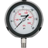 Pressure Gauge, 4-1/2" , 0 - 15 psi/0 - 100 kPa, Bottom Mount, Liquid Filled Analogue Absolute Business Supply