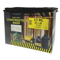 Contractor Liners, Strong, 30" W x 48" L, 3 mils, Black, 113.56 L (30 Gal.) Capacity Absolute Business Supply