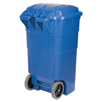 Roll Out Recycling Bin, Curbside, Polyethylene, 65 US gal. Absolute Business Supply