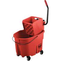 Ensemble de seau pour vadrouille et essoreuse WaveBrake, Pression lat&eacute;rale, 8,75 gal. US (35 pintes), Rouge Absolute Business Supply