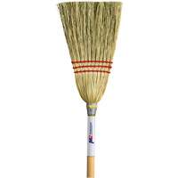 Lobby Corn Broom, 3-String, Wood Handle Absolute Business Supply