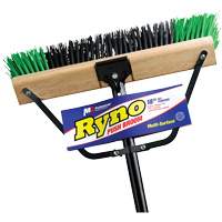 Ryno Push Broom with Braced Handle, 18", Stiff, PVC Bristles Absolute Business Supply